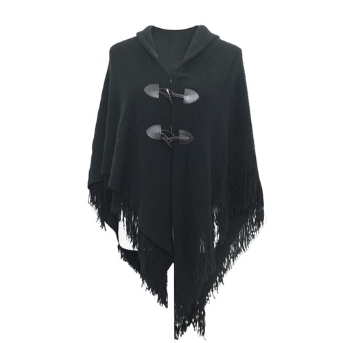 Damen Pullover Cape Pulli Schal asymmetrisch Quaste Strickschal Poncho Halstuch Tops - Bild 8 von 19