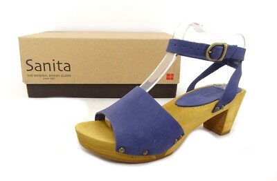 Sanita YARA SQUARE FLEX SANDAL Sandalen Clogs Schuhe Leder Blau Gr. 36