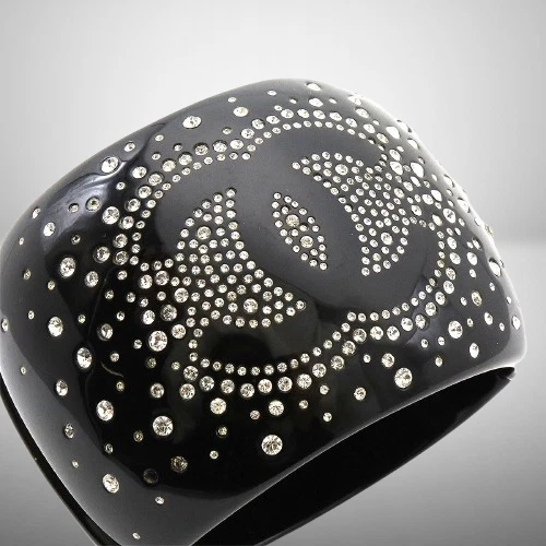 Bracciale CHANEL CC Logo Strass Bijoue Bracciale Polso 16cm Giappone [U