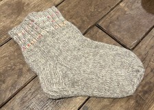 WarmWoolCo. HAND KNITTED 100 WOOL SOCKS, DARK BEIGE, SIZE 4-5