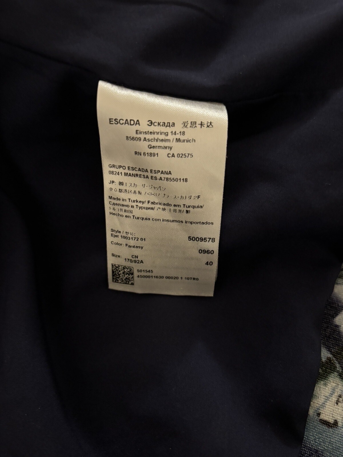 Escada Blue Pattern Blazer Medium - image 9