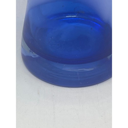 handkerchief vase cobalt blue white fluted swirl 12.5" tall 3.5" base 6.25" READ - Picture 6 of 8