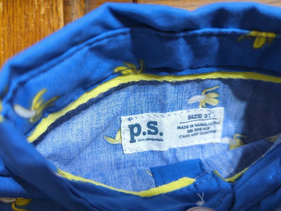 PS Aeropostale Niños 3T Camisa Azul Banana Estampado Completo Ropa para Niños Pequeños Nueva con Etiquetas Foto 3 de 4