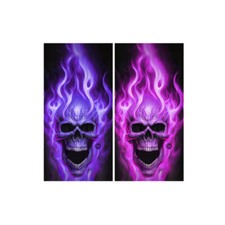 Pink and Purple Flaming Skull COMBO Cornhole Board Wraps ONLY Vinyl Decal 2 Pack