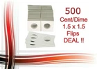 500 Coin Flips 1.5x1.5 US CENT/PENNY/DIME High Quality Cardboard Storage Holders