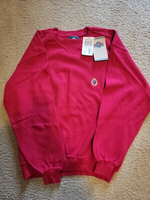 Jantzen Men's Red Cotton Sweater Made in USA Size Medium with embroidered logo