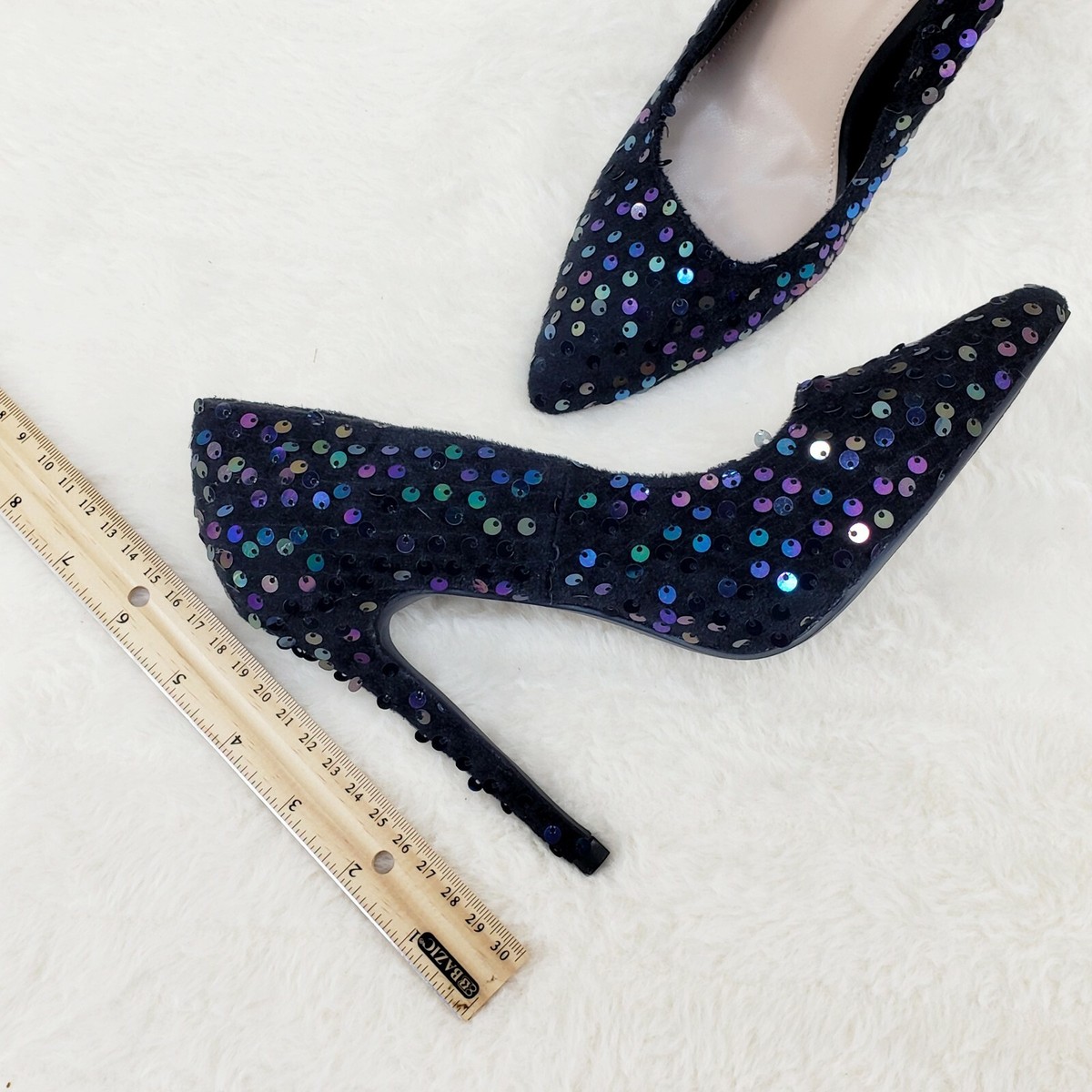 Ricky Black Multi Purple Sequin Pointy Toe Pump Shoe 4.5