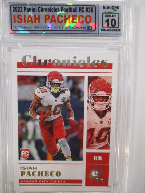 2022 Panini Chronicles Football RC Isiah Pacheco #36 Graded TSC10