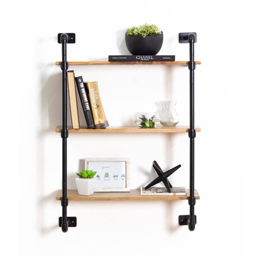Madeleine Home Weston 24 in. x 8 in. x 33.5 in. Black Iron Floating Wall Shelf - Picture 6 of 10