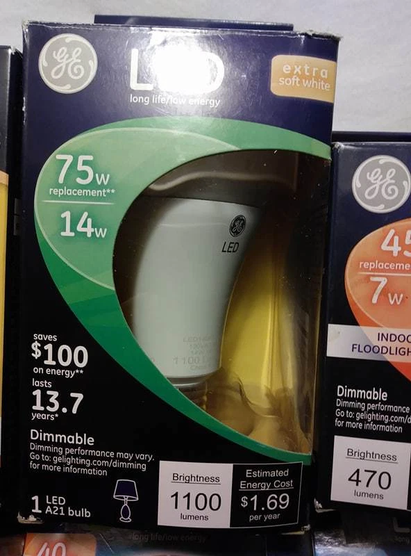 GE LED LONG LIFE LOW ENERGY BULBS DIMMABLE GLOBES + FLOODLIGHT & MORE FREE SHIP - Image 4 of 4