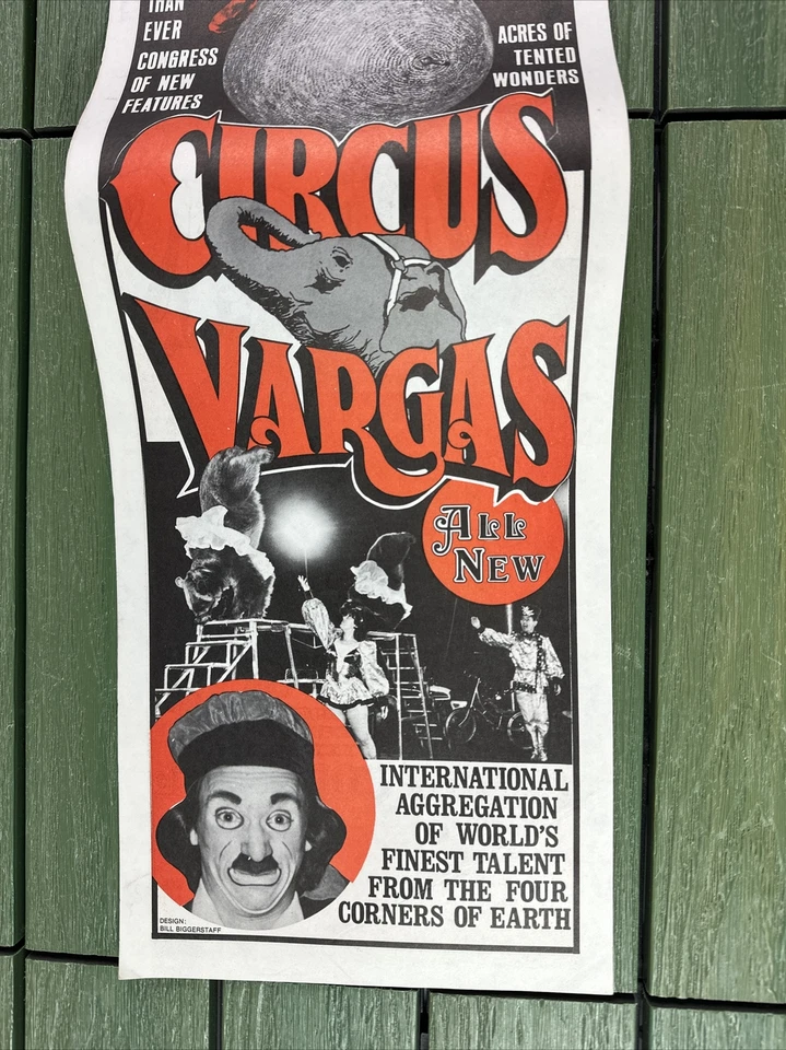 Circus Vargas Tiger ORIGINAL Vintage 1976 Poster 7" By 22" - Image 3 of 4