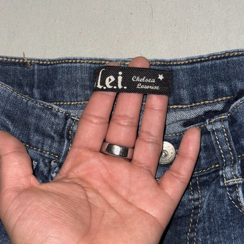L.e.i. Y2K Chelsea Jeans Girls Blue Denim Butterfly Embroidered Low-Rise Bootcut - Picture 5 of 8
