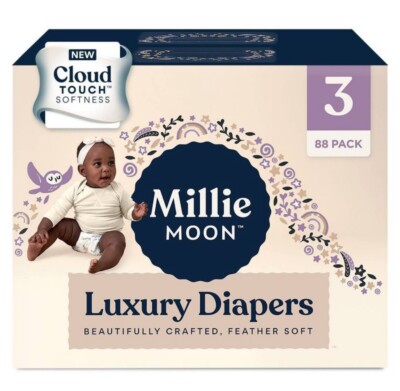 Millie Moon Luxury Mega Box Disposable Diapers - Size 3 - 88 Count