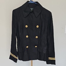 Vintage Ralph Lauren Black Pea Coat with Gold Buttons