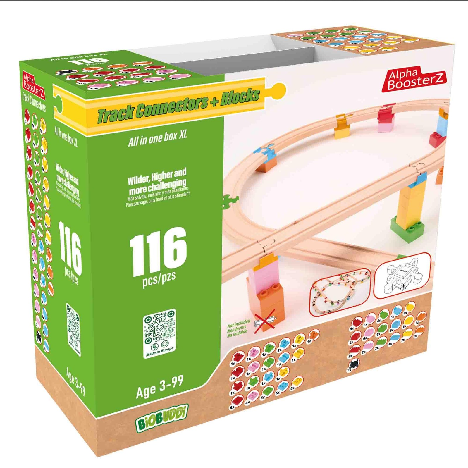 Alpha Boosterz Gleisverbinder-116 штук в коробке для инструментов-XL, Хельцерн-Айзенбахнг