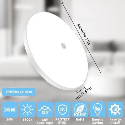 Motion Sensor LED Ceiling Light, Flush Mount Ceiling Light 6500K Closet Light