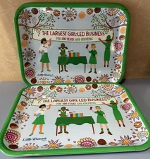 2 GSA Girl Scouts Cookie Tray Melamine Plastic 100 yrs Little Brownie 15" x 11"