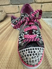 Kids Schechers Twinkle Toes Multicolor Rhinestone Lace up Size 13.5