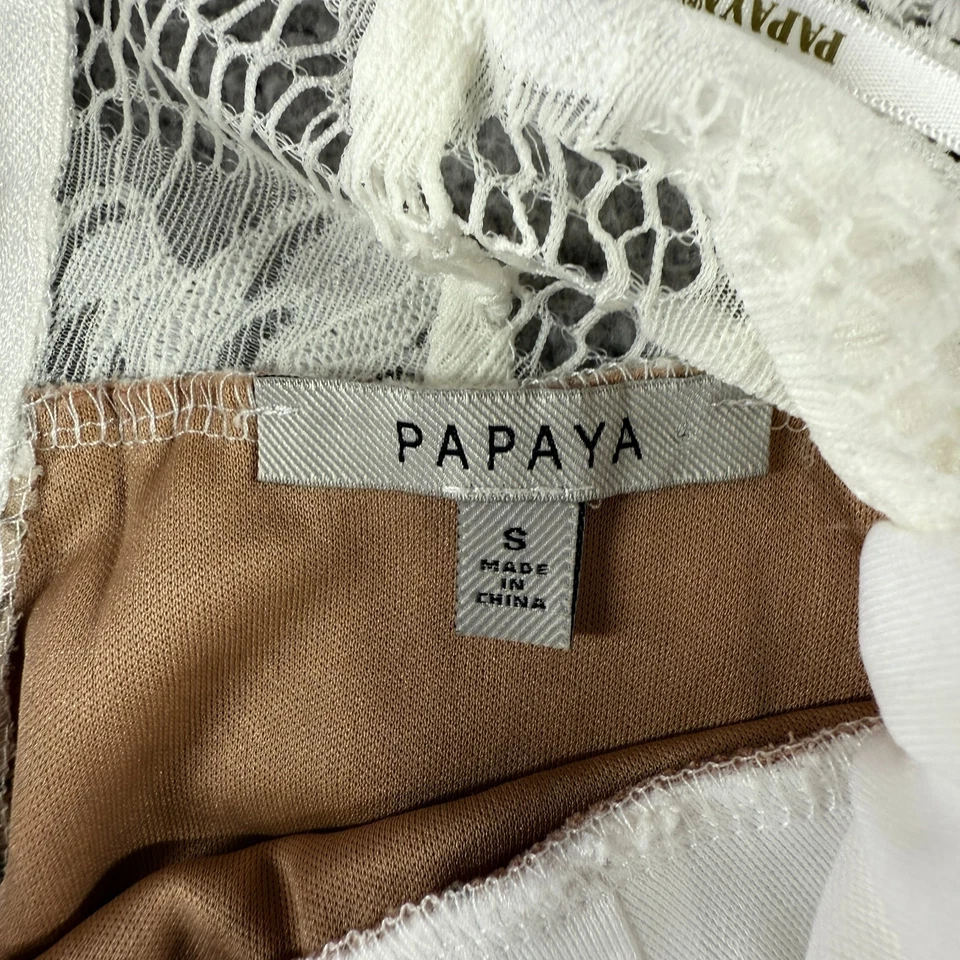 Mameluco Papaya Blanco Naranja Para Mujer S Floral Encaje Superpuesto Boho Acolchado Trasero Cremallera Foto 4 de 4