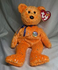 Rare Ty Beanie Baby DECADE the Bear Orange NWT Vintage Collectable Toy