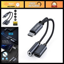 2-in-1 USB C to 3.5mm Headphone Charger Adapter, Hi-Res DAC, Fast Charging, Co