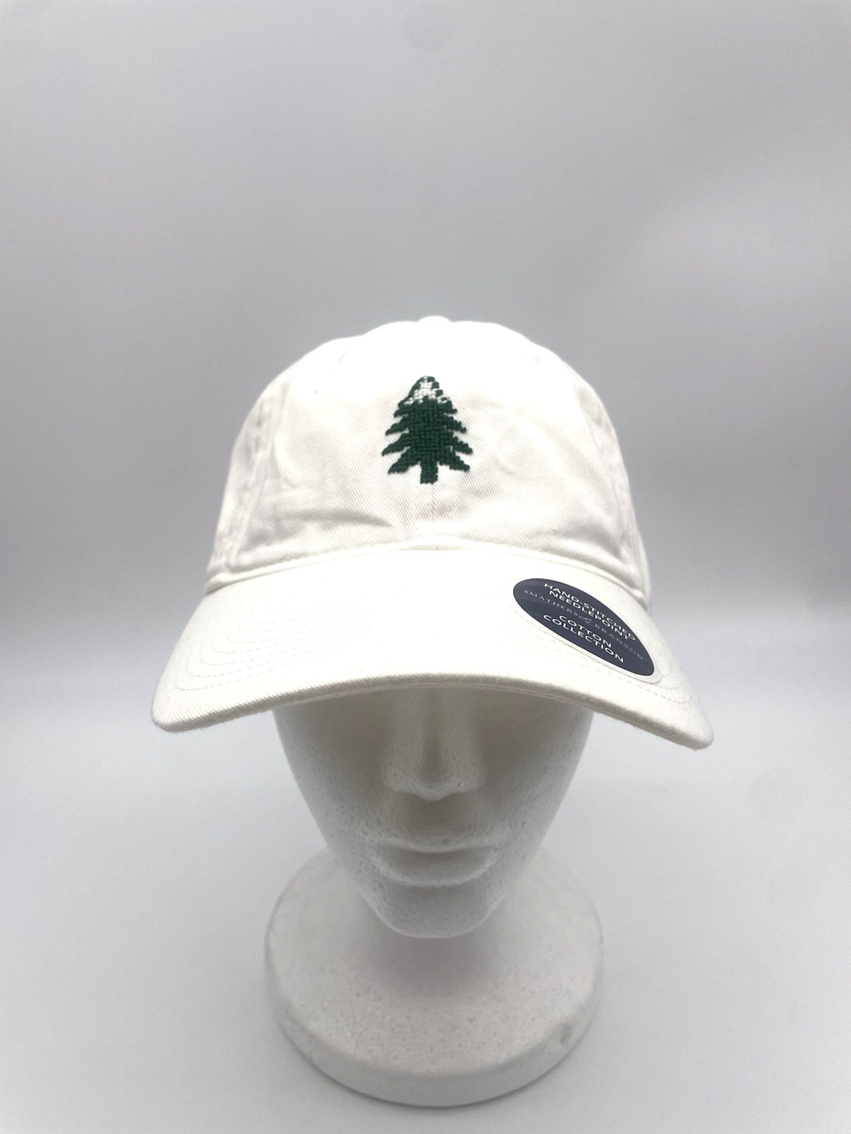 Smathers & Branson Hat White Cap Strapback Green Tree NM Logo Needlepoint