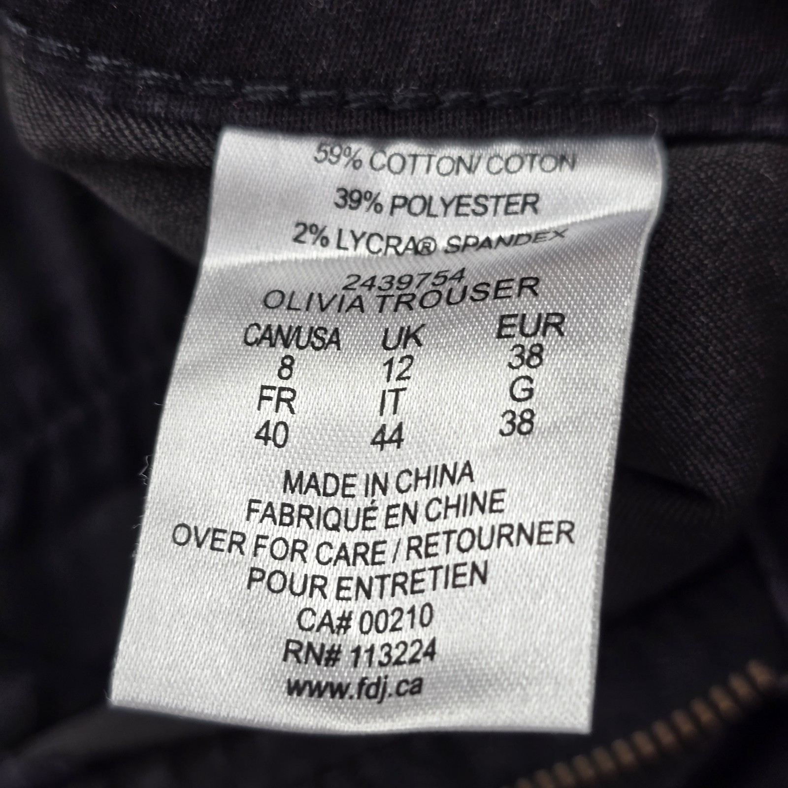 Fdj Womens Black Mid Rise Wide Leg Long Olivia Trouser Pants W/ Pockets Size 8