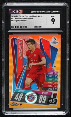 2020 Chrome Match Attax UEFA Champions League 3/25 Robert Lewandowski CGC 9 04cw