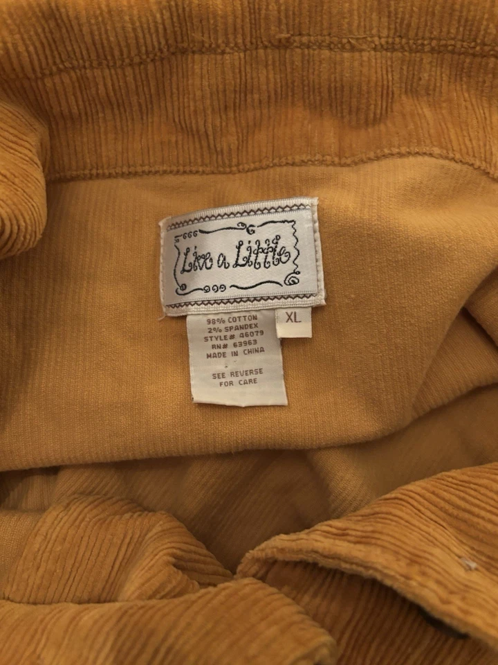 Chaqueta de Pana Live A Little De Colección Bolero Amarillo Mostaza Ancha Ballena Talla XL Recortada Foto 4 de 4