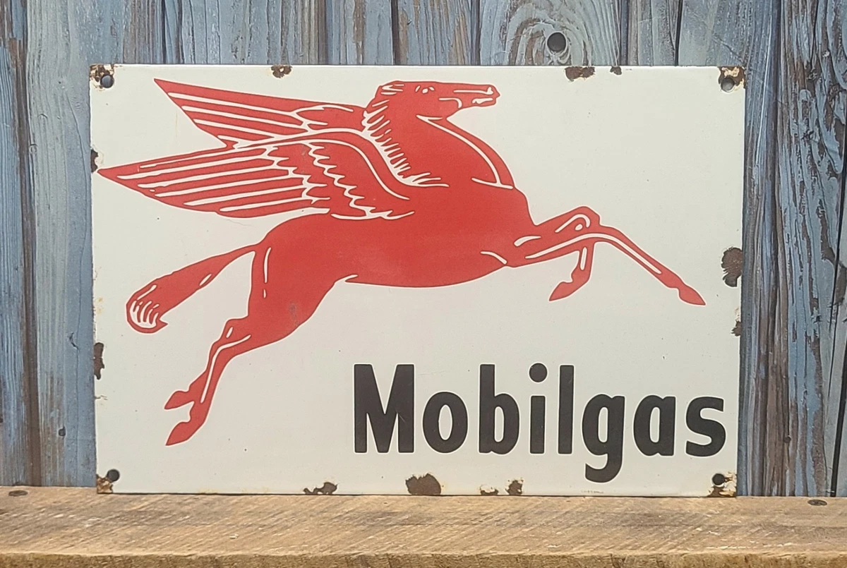 Mobil Pegasus Sign Porcelain In Mobil Gas & Oil Advertising for