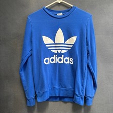 Adidas Originals Trefoil Crewneck Sweatshirt Blue Youth Large Graphic Streetwear