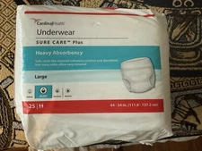 Cardinal Health Underwear Sure Care Plus Heavy Absorbency Large 18 Count 44-54"