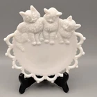 VTG Westmoreland Milk Glass Plate 3 Little Kittens Lace Rim 6.5”
