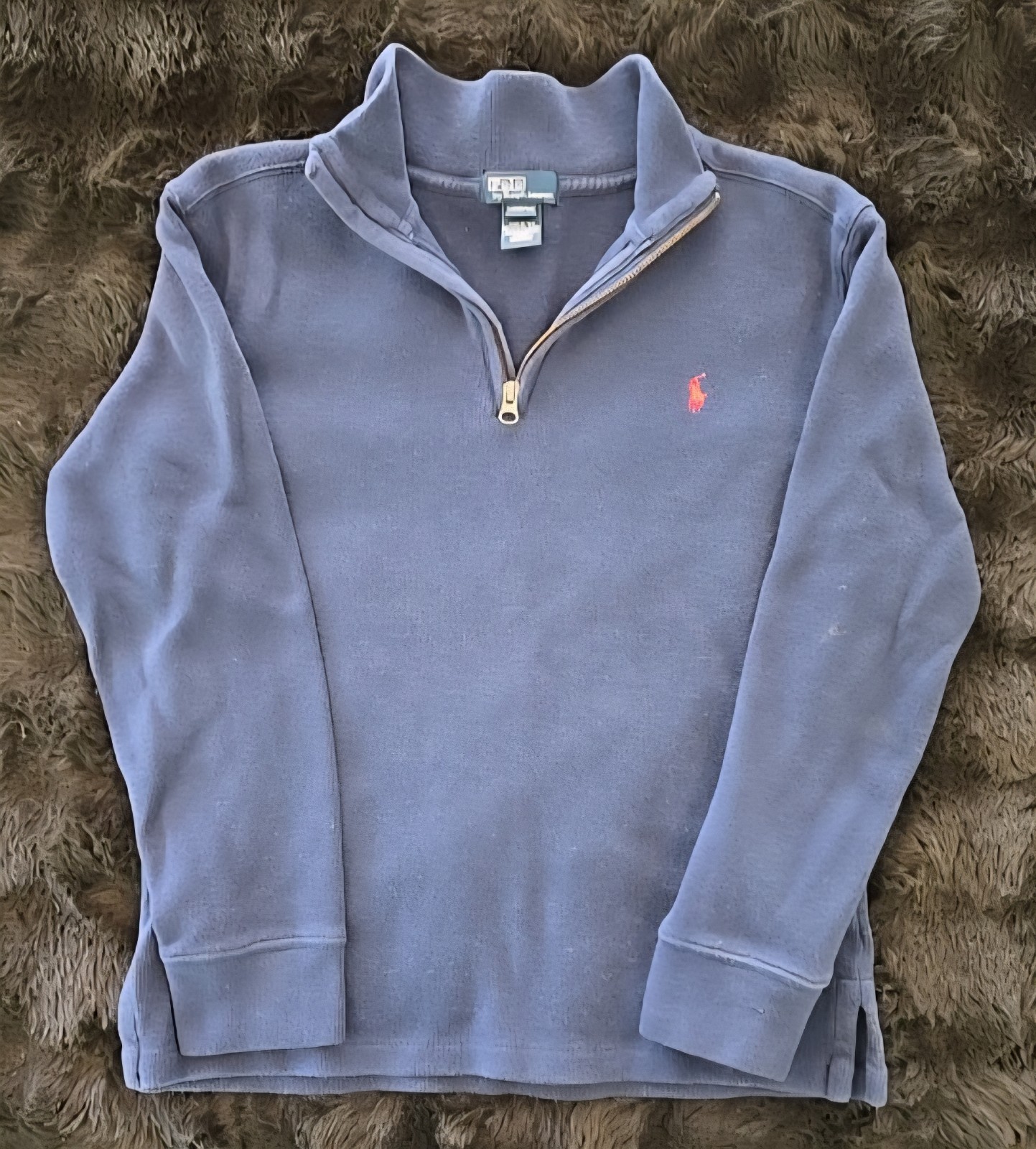 Polo Ralph Lauren Boys M 12/14 Quarter Zip Pullover Sweater Navy Blue