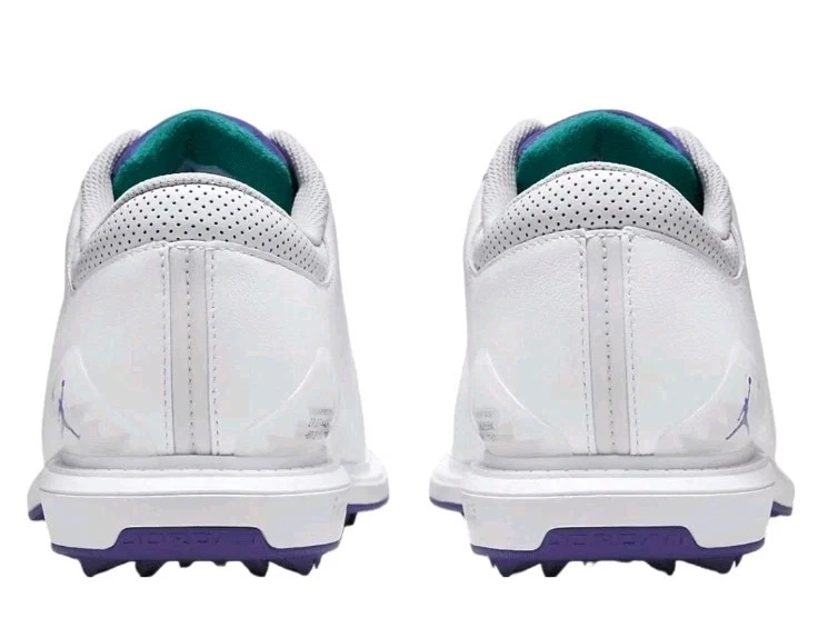 Nike Men's 9.5 Jordan ADG 5 Golf White Grape Ice Emerald Purple Aqua FQ7874-100 - Image 4 of 4