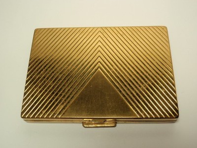 Vintage Gold Tone Lentheric Powder Compact *DAMAGED MIRROR*