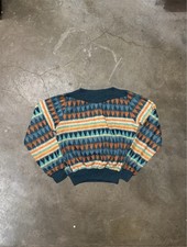 Vintage 1960s Shaggy Mohair Diamond Stripe Pattern Sweater Mid Century Modern