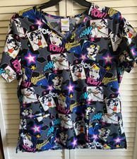 Scrub Woman's Wonder Womanl DC Comic 100 Cotton Size L NWOT