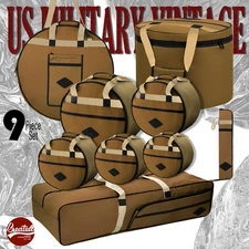 Beatello 9pcs Vintage Brown Drum Bags Set 10" 12" 13" 16" Tom 14" Snare 22" Bass