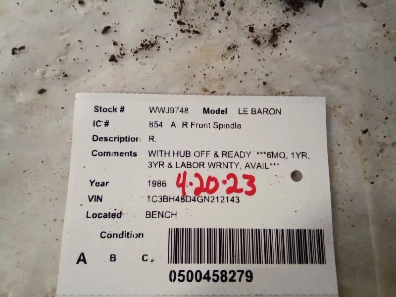 Rueda delantera derecha pasajero husillo/nudillo 14" compatible con 85-90 DAYTONA 1697886 Foto 3 de 3