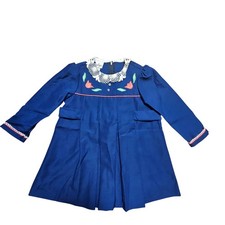 VTG Beautique Girls Lace Collar Floral Embroidered Pleated Dress 4 Retro Prep