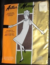 Vintage Arthur Murray Off Black Seamless Nylon Stockings 60s Off black Petite