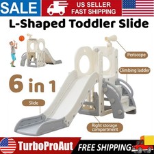 6 in 1 Kids Slide Climber Playset Indoor Outdoor Freestanding Toddler Playground