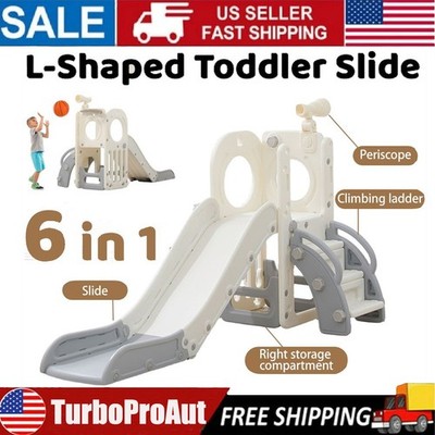 6 in 1 Kids Slide Climber Playset Indoor Outdoor Freestanding Toddler Playground