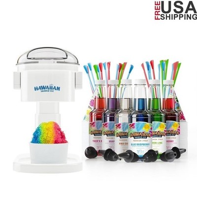 Electric Snow Cone Maker Shaved Ice Machine W/ Syrup Bottles & Supplies New