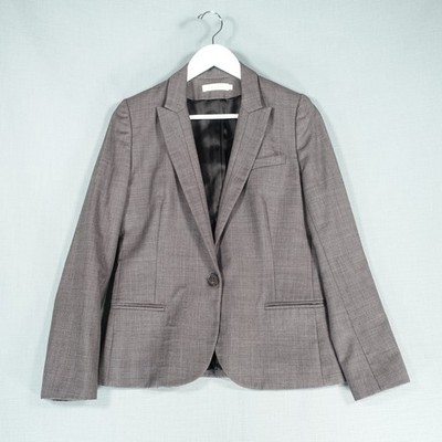 Sandro Paris Blazer Damen 38 Grau Einreiher Luxus Designer Anzugjacke