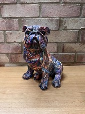 29cm Colourful Painted Bulldog Lover Gift Ornament Sculpture Decoration Dog Art