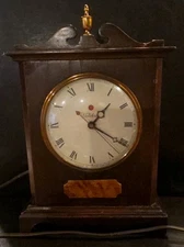 Vintage Telechron Electric Mantel Clock Dark Wood Gold Details – Working