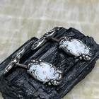Vintage Sterling Silver .925 Art Nouveau White Enamel Cufflinks 8.6 gr