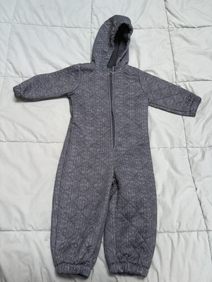 Danish WHEAT Thermosuit Harley Quilted Hooded Snowsuit Gray Boy Girl 12 Mo 80